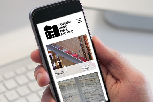 Website Architekt Helmle auf mobilem Display